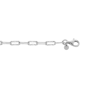 BRACELET ARGENT RHODIÉ MAILLES RECTANGLE DIAMANTÉES 20CM