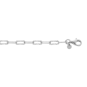 BRACELET ARGENT RHODIÉ MAILLES RECTANGLE DIAMANTÉES 20CM