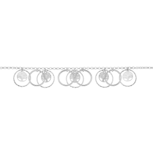BRACELET ARGENT RHODIÉ MULTI CERCLES ET PAMPILLES ARBRE DE VIE 17+3CM