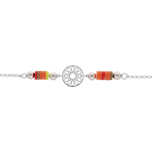 BRACELET ARGENT RHODIÉ COCKTAIL COULEURS MANDALA 16+3CM