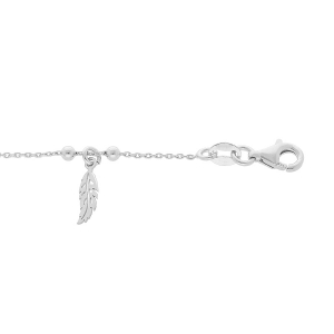 BRACELET ARGENT RHODIÉ PAMPILLES PLUMES 16+3CM