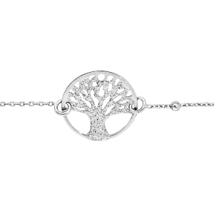 BRACELET ARGENT RHODIÉ ARBRE DE VIE GRANITÉ 15MM  16+3CM