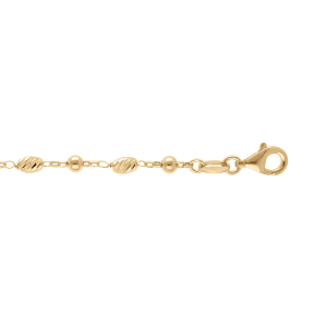 BRACELET ARGENT DORÉ BOULES ET OLIVES DIAMANTÉES 16+3CM
