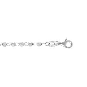 BRACELET ARGENT RHODIÉ BOULES LISSES ET DIAMANTÉES 16+3CM