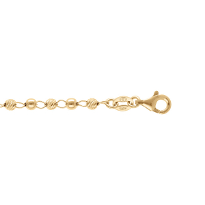 BRACELET ARGENT DORÉ BOULES LISSES ET DIAMANTÉES 16+3CM