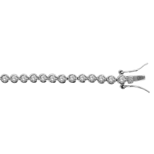 BRACELET ARGENT RHODIÉ PIERRES RONDES SERTI CLOS BLANCHES SYNTHETIQUE 3.5MM   18CM
