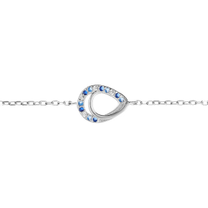 BRACELET ARGENT RHODIÉ GOUTTE OXYDES BLEUS ET BLANCS SERTIS  15+3CM