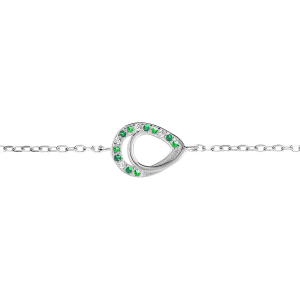 BRACELET ARGENT RHODIÉ GOUTTE OXYDES VERTS VET BLANCS SERTIS  15+3CM