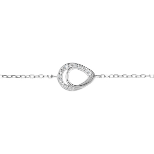 BRACELET ARGENT RHODIÉ GOUTTE OXYDES BLANCS SERTIS  15+3CM
