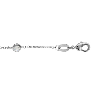 BRACELET ARGENT RHODIÉ 5 PIERRES SERTIES CLOS BLANCHES SYNTHETIQUE 16,5+1+1CM