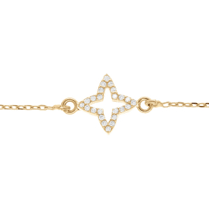 BRACELET ARGENT DORÉ ETOILE OXYDES BLANCS SERTIS 15+3 CM