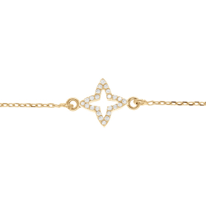 BRACELET ARGENT DORÉ ETOILE OXYDES BLANCS SERTIS 15+3 CM
