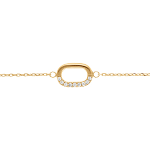 BRACELET ARGENT DORÉ OXYDES BLANCS SERTIS 15+3CM