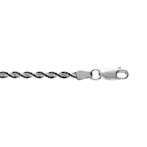 BRACELET ARGENT CHAINE VRILLE AVEC BORDURE NOIRE 3MM 17CM