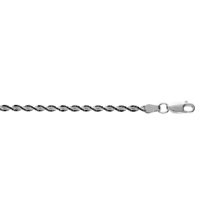 BRACELET ARGENT CHAINE VRILLE AVEC BORDURE NOIRE 3MM 17CM