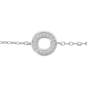BRACELET ARGENT RHODIÉ CERCLE OXYDES BLANCS SERTIS 16+3CM