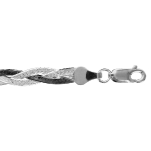 BRACELET ARGENT RHODIÉ TRESSE AVEC NOIR 18CM