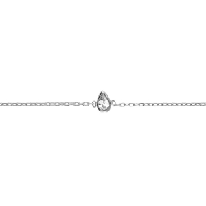 BRACELET ARGENT RHODIÉ GOUTTE OXYDE BLANC SERTI CLOS 16+2CM