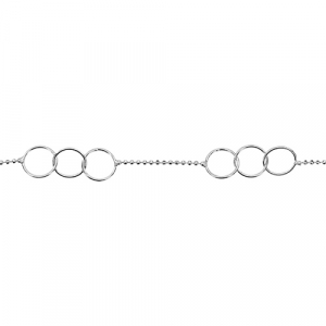 BRACELET ARGENT CHAINE BOULES FACETES 2 ENSEMBLES DE 3 CERCLES 18CM
