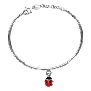 BRACELET ARGENT RHODIÉ ENFANT SEMI RIGIDE PAMPILLE COCCINELLE