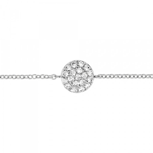 BRACELET ARGENT RHODIÉ PASTILLE OXYDES BLANCS SERTIS 16+2CM