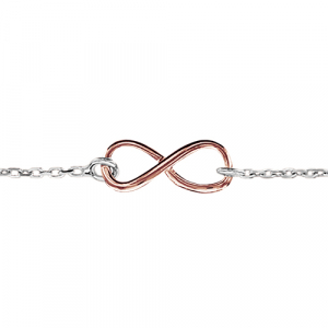 BRACELET ARGENT RHODIÉ MOTIF INFINI DORURE ROSE 16+3CM