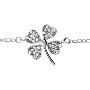 BRACELET ARGENT RHODIÉ TREFLE OXYDES MICRO SERTIS 16+2CM