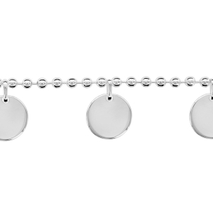 BRACELET ARGENT BOULES AVEC 3 MEDAILLES RONDES 16+3CM