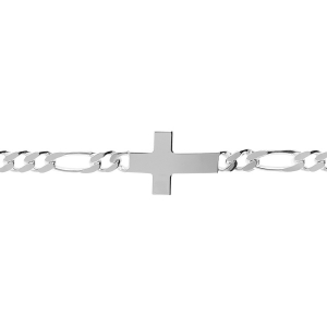 BRACELET ARGENT PASSIVÉ 1+3  5MM  CROIX PLATE LISSE 19CM