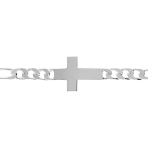BRACELET ARGENT PASSIVÉ 1+3  6MM  CROIX PLATE LISSE 20CM