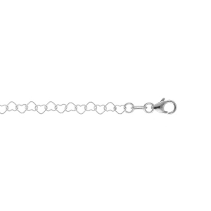 BRACELET ARGENT CHAINE MAILLE FORME COEUR 3MM 13+2CM