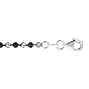BRACELET ARGENT BOULES 2 TONS TRAITEMENT NOIR 18CM