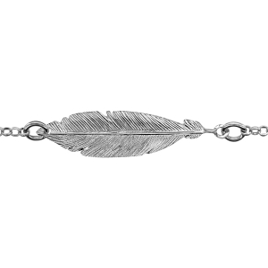 BRACELET ARGENT RHODIÉ 1 PLUME 16+3CM