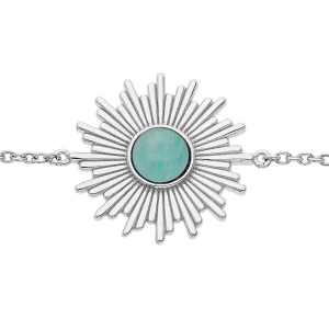 BRACELET ARGENT RHODIÉ CABOCHON AMAZONITE VÉRITABLE 16+2CM
