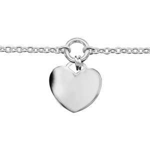 BRACELET ARGENT RHODIÉ CHAINETTE PAMPILLE COEUR 16+3CM REGLABLE
