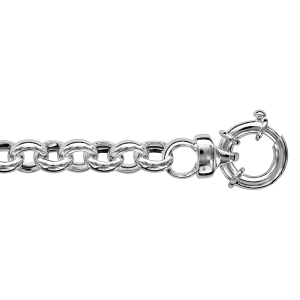 BRACELET ARGENT RHODIÉ MAILLE JASERON FERMOIR BOUEE 18,5CM