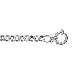 BRACELET ARGENT RHODIÉ MAILLE JASERON FERMOIR BOUEE 18,5CM