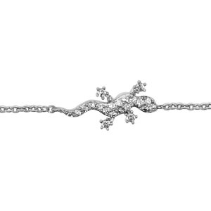 BRACELET ARGENT RHODIÉ SALAMANDRE OXYDES BLANCS SERTIS 16+2CM