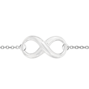 BRACELET ARGENT RHODIÉ MOTIF INFINI CERAMIQUE BLANCHE 16+3CM
