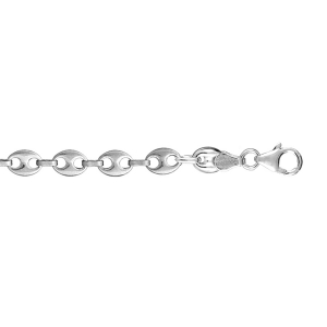 COLLIER GRAIN DE CAFE 6mm  ARGENT 50CM