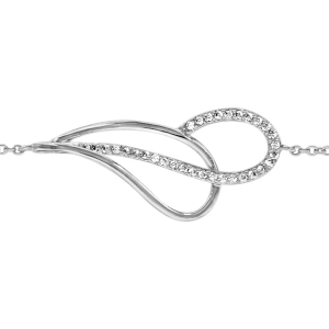 BRACELET ARGENT RHODIÉ GOUTTE EVIDEE CROISEE OXYDES BLANCS SERTIS 16+2CM