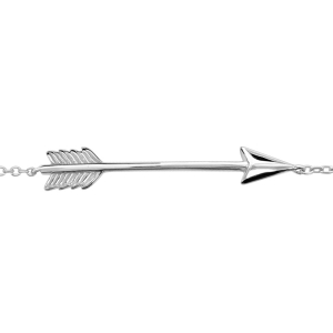 BRACELET ARGENT RHODIÉ FORME FLECHE LISSE 16+2CM