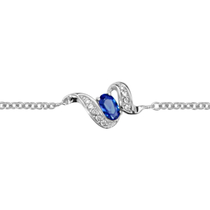 BRACELET ARGENT RHODIÉ PIERRE BLEU SYNTHETIQUE ET OXYDES BLANCS SERTIS 16+2CM