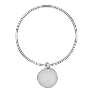 BRACELET JONC ARGENT MASSIF 62MM FIL 3MM AVEC GALET A GRAVER