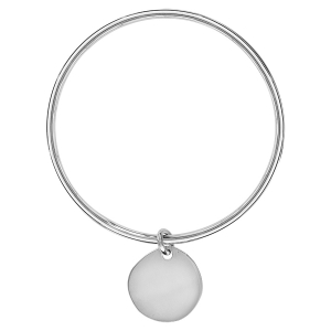 BRACELET JONC ARGENT MASSIF 66MM FIL3MM AVEC GALET A GRAVER