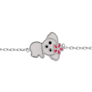 BRACELET ARGENT RHODIÉ KOALA RÉSINE BLANCHE 14+2CM