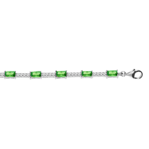 BRACELET ARGENT RHODIÉ OXYDES VERT ET BLANCS 17+2CM