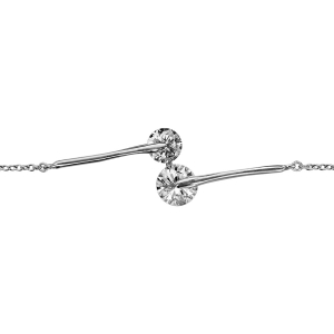 BRACELET ARGENT RHODIÉ 2 OXYDES BLANCS 16+2CM