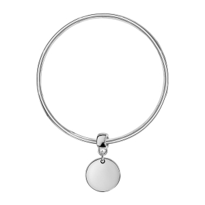BRACELET JONC ARGENT  MASSIF 3MM DIAM 62 AVEC ROND COULISSANT VIERGE A GRAVER