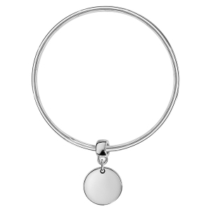 BRACELET JONC ARGENT  MASSIF 3MM DIAM 66 AVEC ROND COULISSANT VIERGE A GRAVER